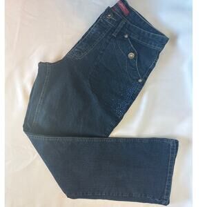 Cos Jeans Bootcut Dark Wash Rhinestone Pocket Denim Y2K Bling 8P 29" Inseam